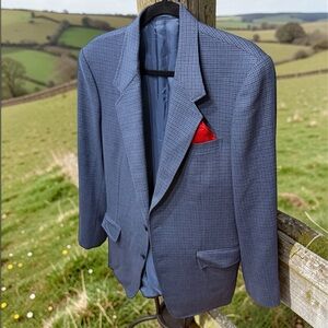 Vintage Men's Blue Checkered Blazer